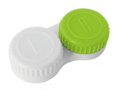 Platte lenshouder voor contactlenzen, wit met lichtgroen (SC-213)